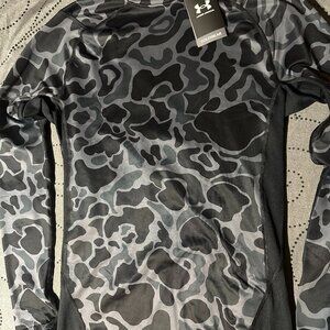 UNDER ARMOUR COLDGEAR COMPRESSION BLACK & GRAY'S CAMO MOCK SHIRT SIZE M MEN $60